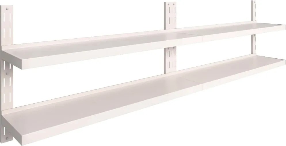 vidaXL 2 db kétszintes rozsdamentes acél fali polc 300 x 30 cm