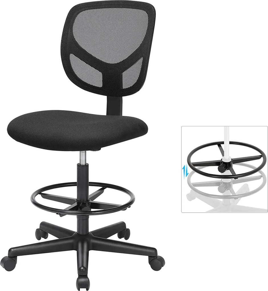 Hálós irodai szék, forgó szék ülésmagasság 55-75 cm, fekete