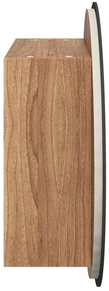 tölgy fürdőszobai szekrény kerek tükörrel/LED-del 40x40x17,5 cm