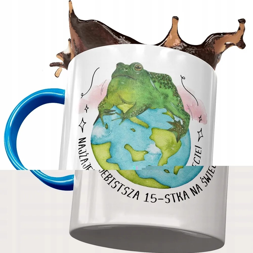 Kék Bögre Születésnapra 15 15. 15. Nyomtatott Fotóval