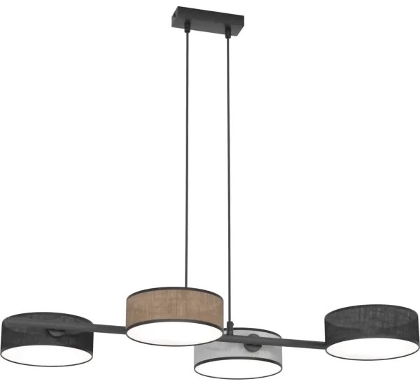 DRUMZ kábeles csillár 4xE14/10W/230V, fekete/barna/szürke