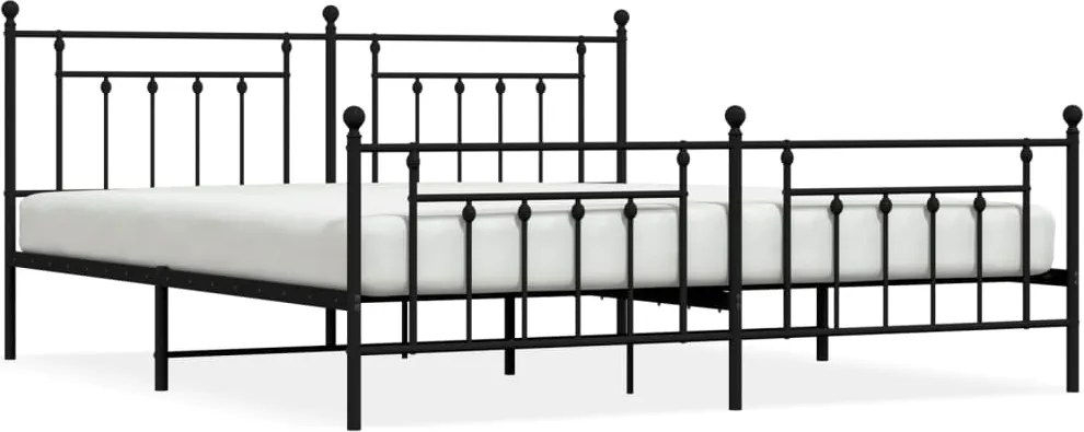 vidaXL fekete fém ágykeret fej- és lábtámlával 200 x 200 cm