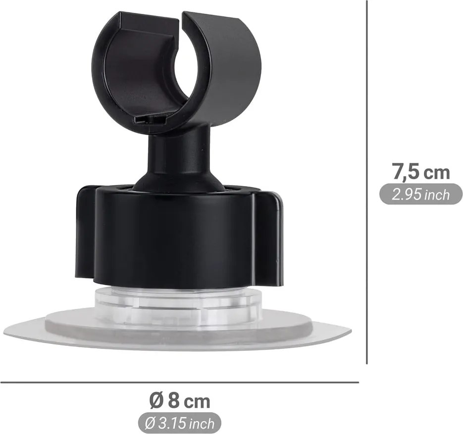 Fekete öntapadós műanyag zuhanyfej tartó Libertà – Wenko