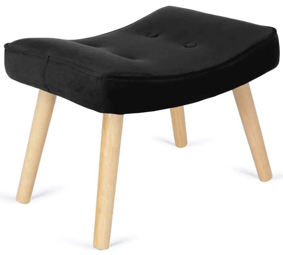 Füles Fotel Lábtartóval Fekete Bársony Kárpittal. LOZANO 2