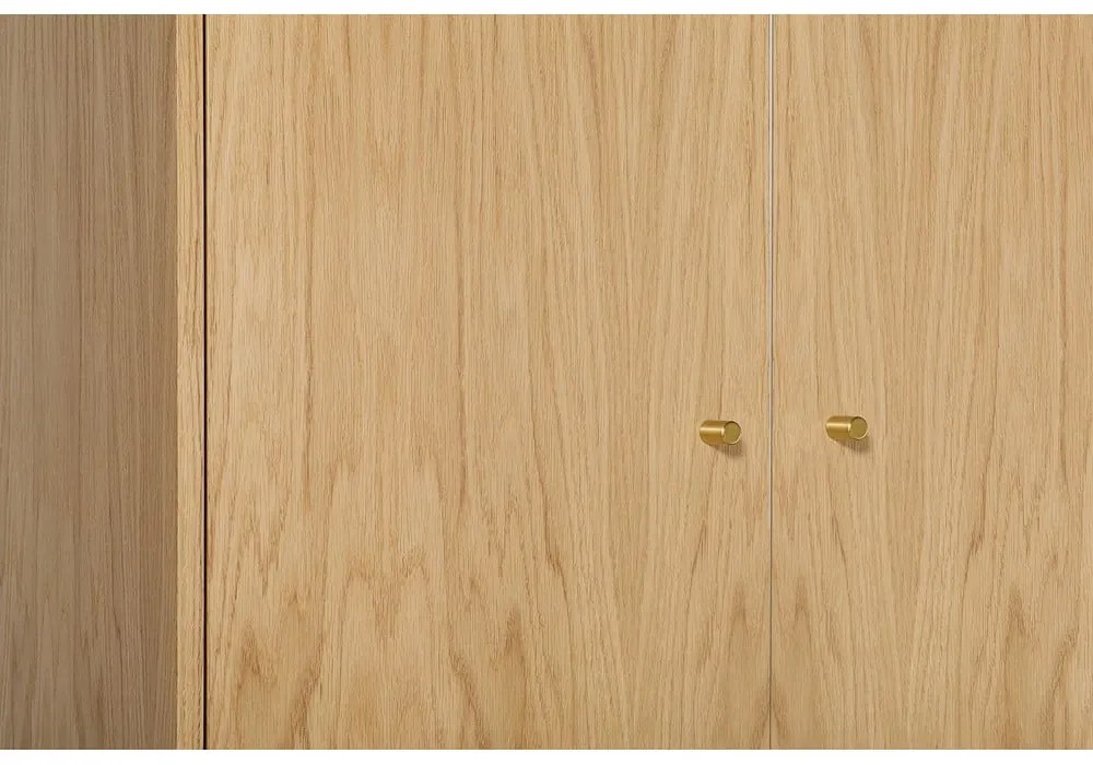 Natúr színű ruhásszekrény tölgyfa dekorral 80x190 cm Flora – Woodman