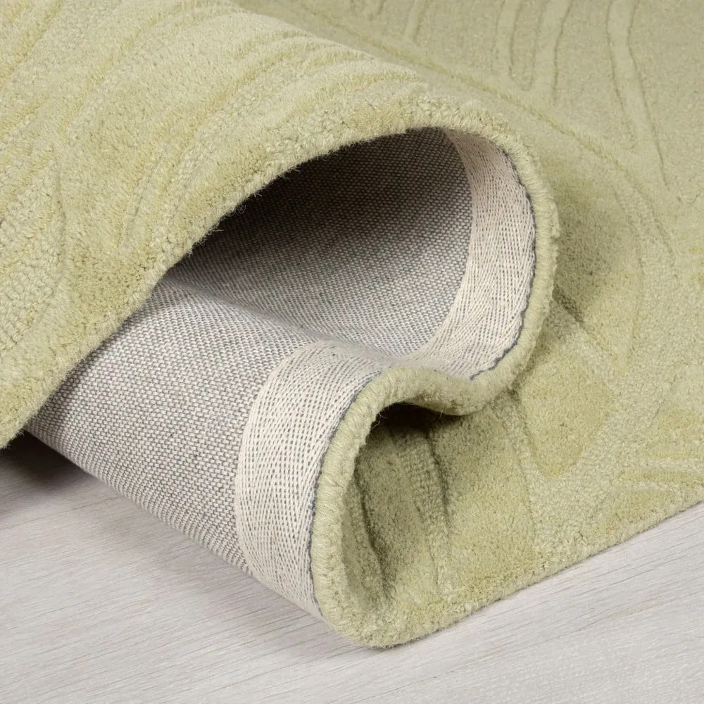 Zöld gyapjú kerek szőnyeg ø 160 cm Lino Leaf – Flair Rugs