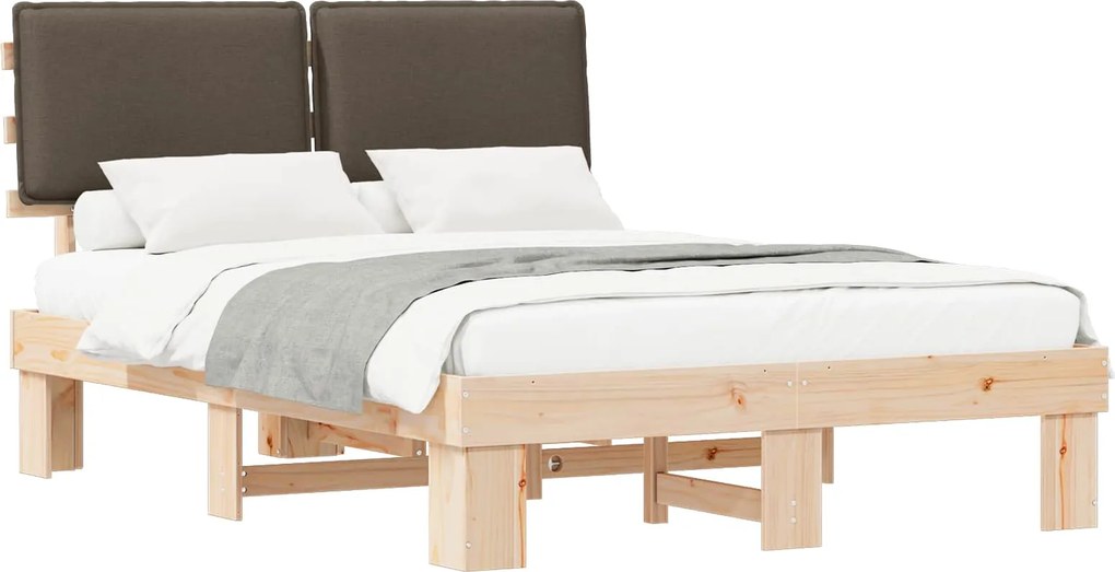 vidaXL Ágykeret Kárpitozott Fejtámlával Tópszínű 160 x 200 cm