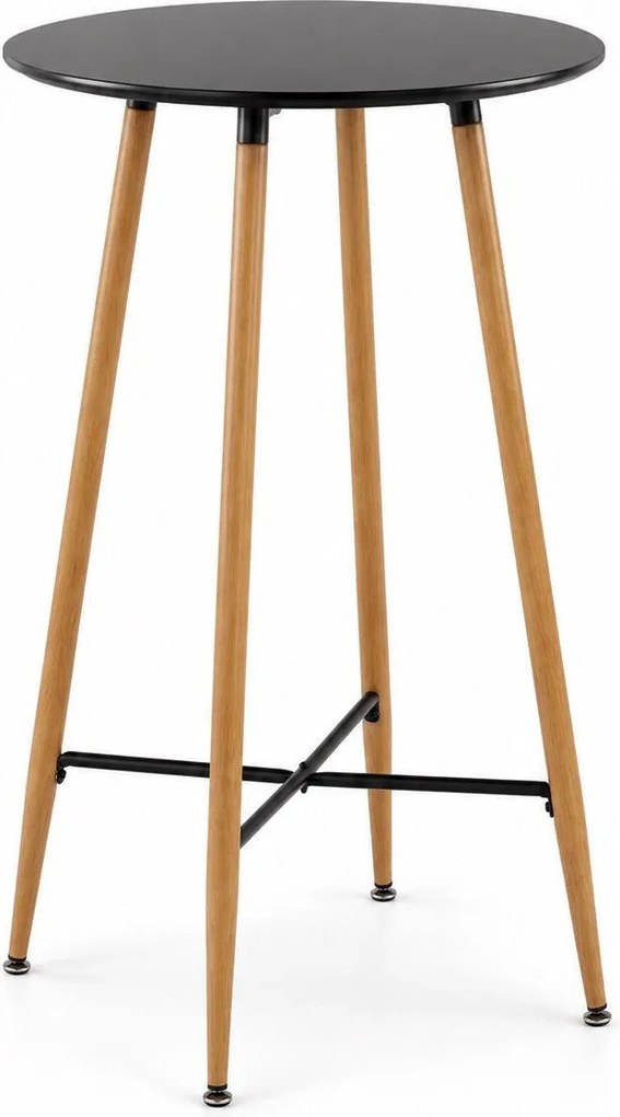 Bárasztal, kerek MDF asztallappal, Ø60 x 102 cm, fekete/tölgy