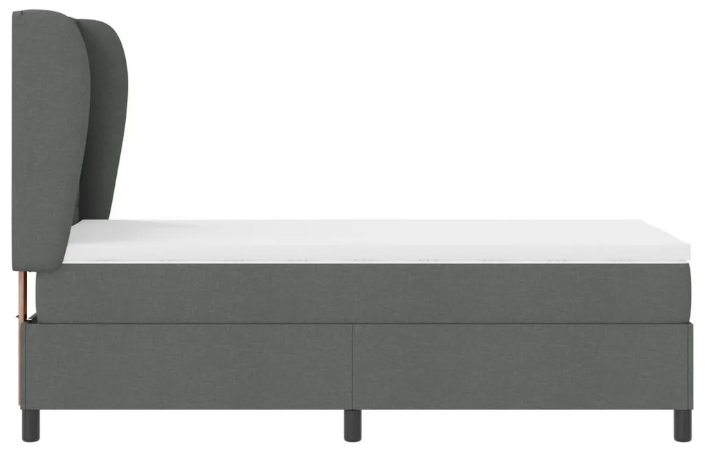 Boxspring Ágy Matrac Kárpitozott Szürke színben, 90x190 cm