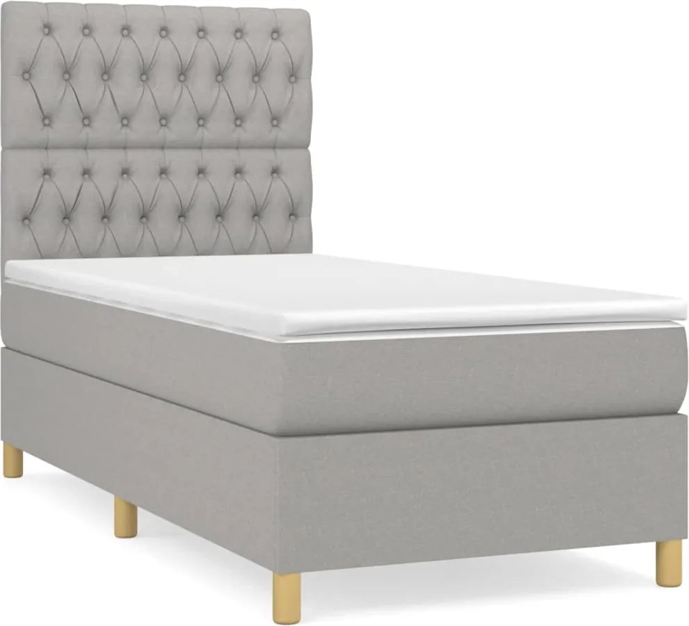 vidaXL világosszürke szövet rugós ágy matraccal 100 x 200 cm