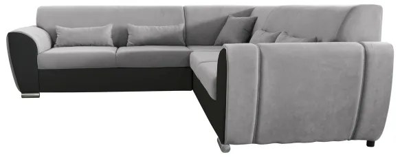 VISEU kihúzható, jobbos L alakú sarokgarnitúra tárolóval, szürke/fekete