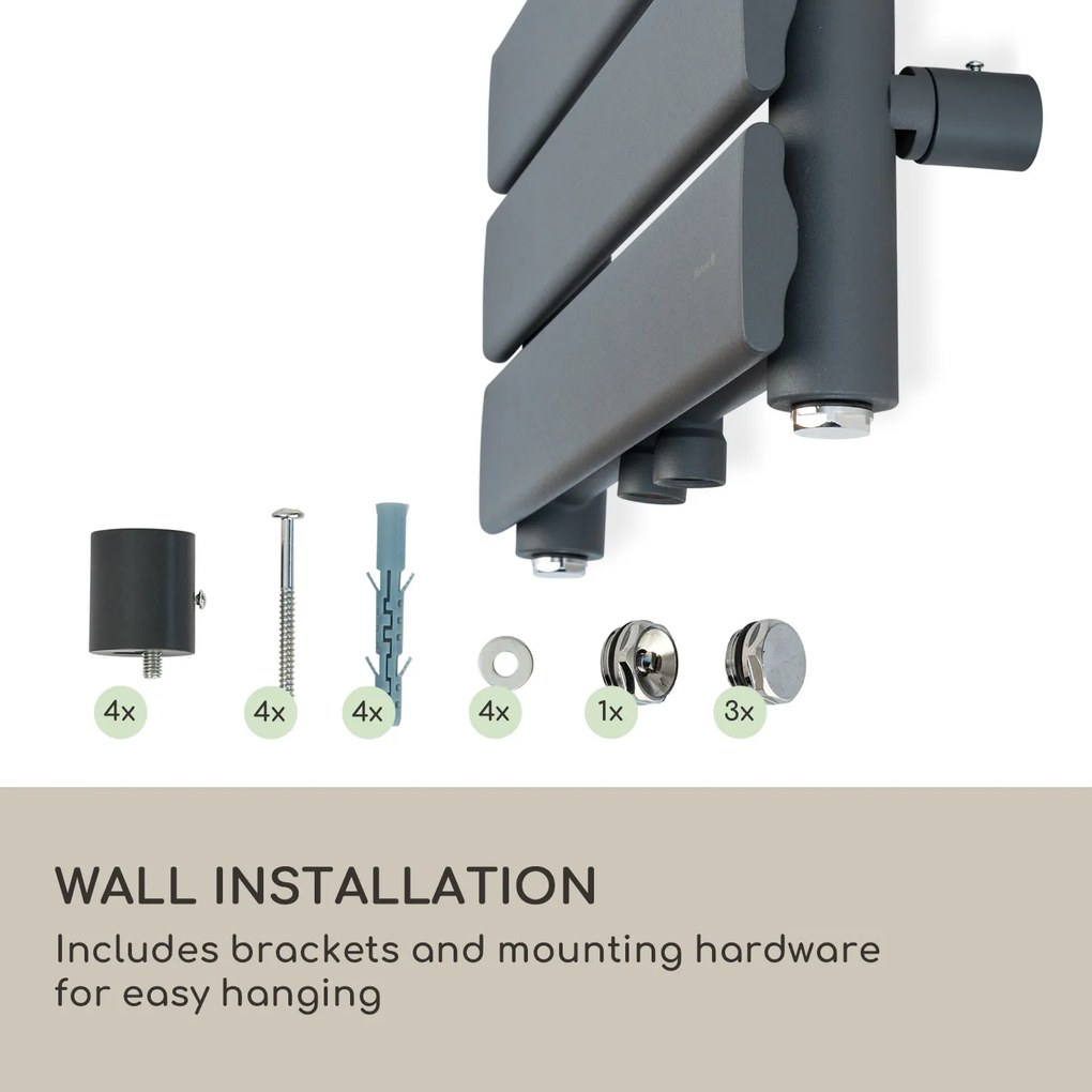 Blumfeldt Fairmont, radiátor, 80 x 45, 375 W, meleg víz, 3 törölközőtartó, 1/2