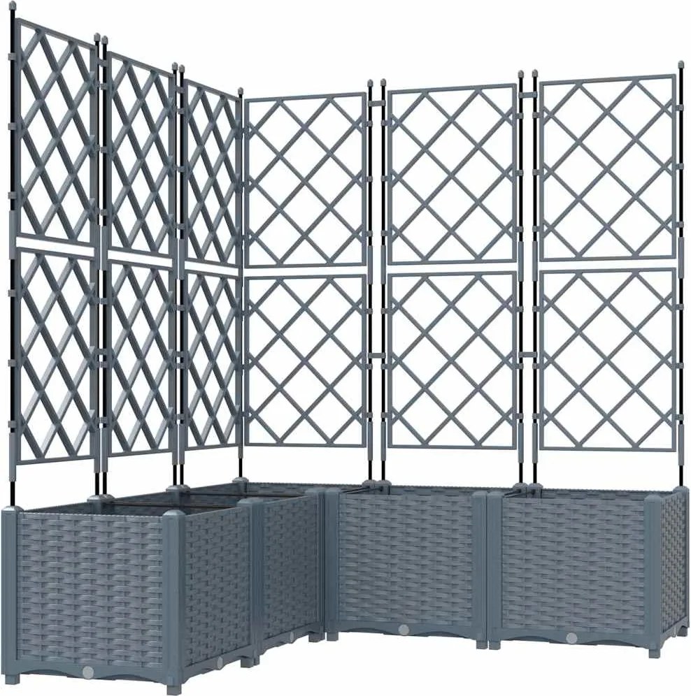 vidaXL Kerti cserép 5 pcs Világosszürke 120 x 120 x 143 cm Acél