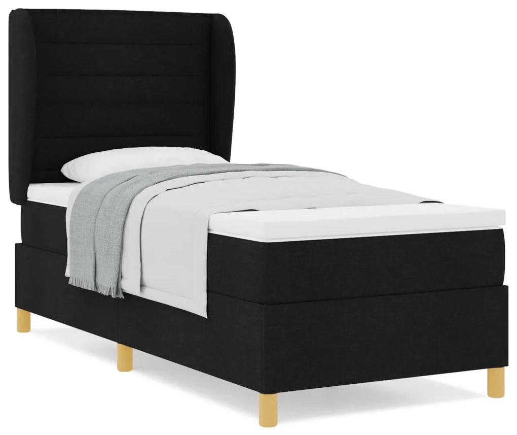 Boxspring Ágy Matrac nélkül Fekete 80x200 cm Szövet