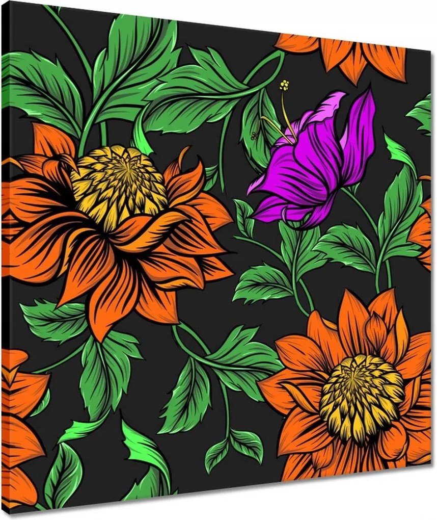 Vászonkép 50x50 Virágok Levelek