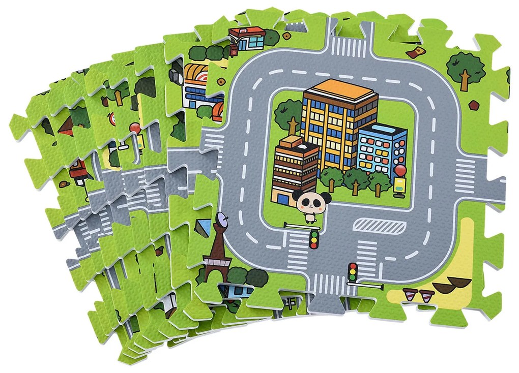 Jascha gyermek puzzle szőnyeg, 9 részes, utcák