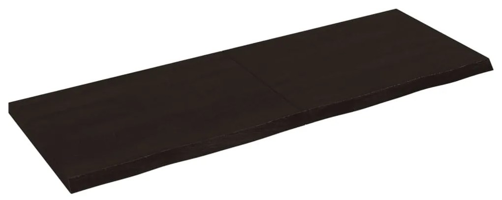 sötétbarna kezelt tömör tölgyfa fali polc 140 x 50 x (2-4) cm