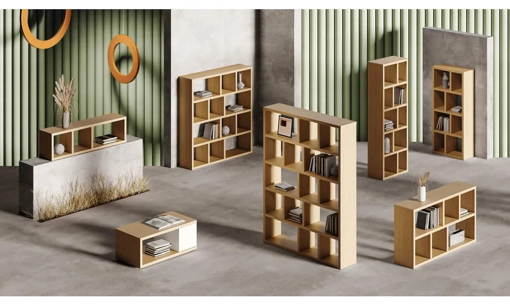 Barna könyvespolc tölgyfa dekorral 150x159 cm Berlin – TemaHome