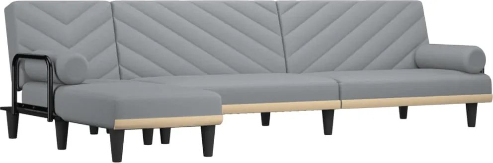 vidaXL világosszürke L-alakú szövet kanapéágy 260x140x70 cm