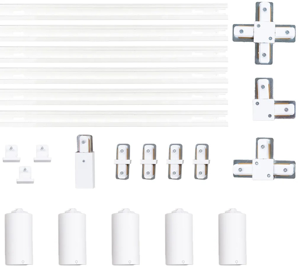 Modern sínrendszer 5 fehér spotlámpával, 1 fázisú GU10 50 mm - Iconic Ruby