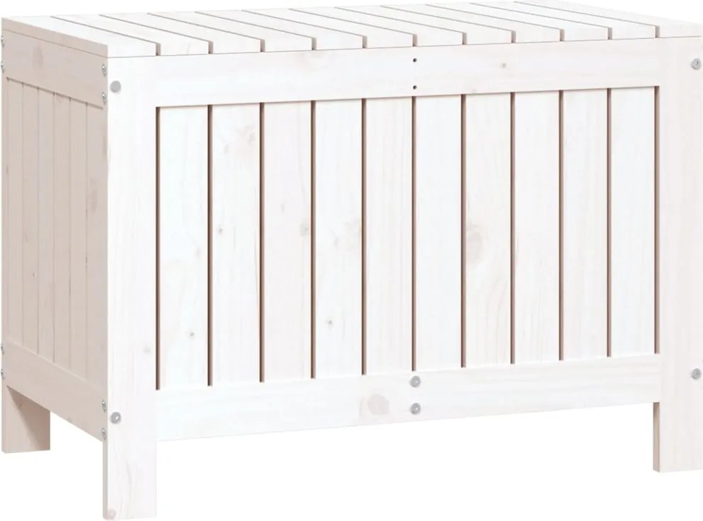 vidaXL fehér tömör fenyőfa kerti tárolóláda 76 x 42,5 x 54 cm