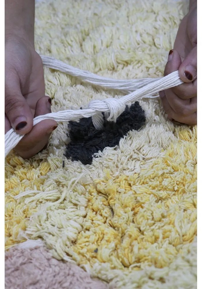 Sárga mosható kézi szövésű pamut gyerek szőnyeg 95x120 cm Ducky – Lorena Canals