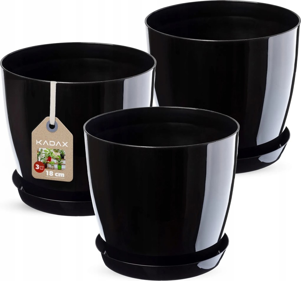 Virágtartó Fedő 18 cm Virágágyás Állvánnyal Fekete Műanyag 3 db