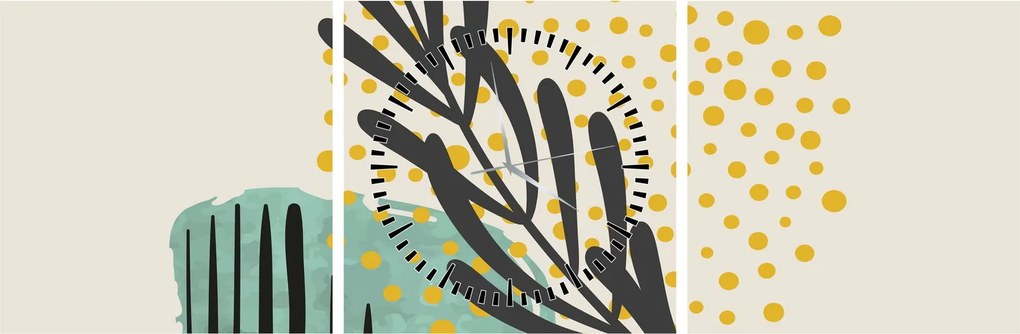 Kép - Absztrakt lapok N⁰3 (órával) (90x30 cm)