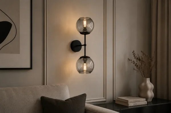 Brilagi - DIOR fali lámpa 2xE27/60W/230V fekete/füstszürke