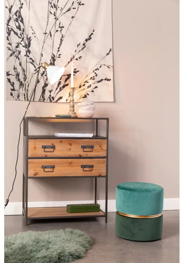 Zöld-türkiz bársony puff Bubbly – White Label