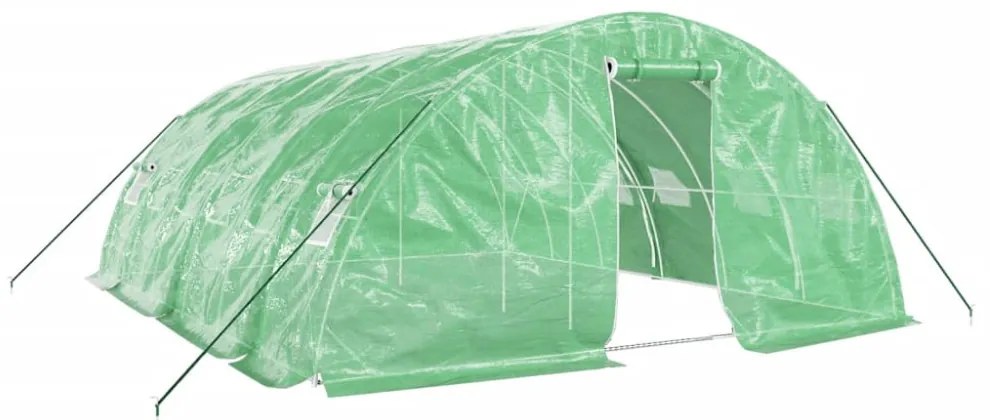 zöld acélvázas melegház 30 m² 6 x 5 x 2,3 m