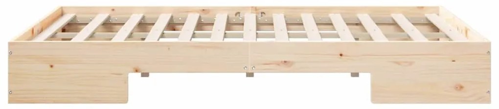 vidaXL Földi ágykeret tárolóval Barna 140 x 190 cm Tömör fenyőfa