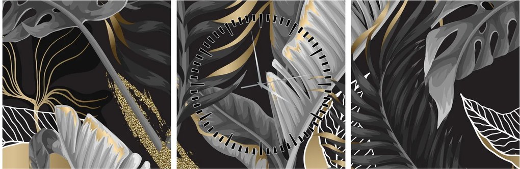 Kép - Arany dzsungel (órával) (90x30 cm)