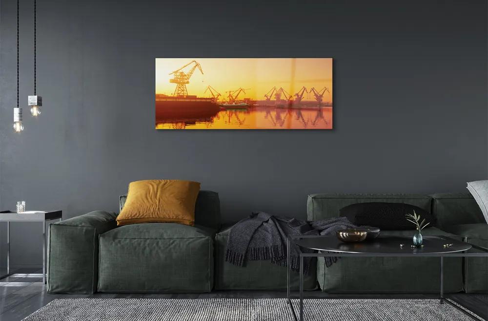Üvegképek Gdanski hajógyár napkelte 100x50 cm