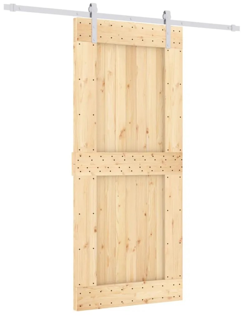 Tömör fenyőfa tolóajtó fémszerelék szettel 90 x 210 cm