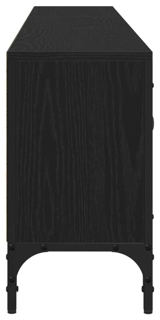 TV Szekrény Fiókkal Fekete Tölgy 200x25x44 cm Egyesített Fa