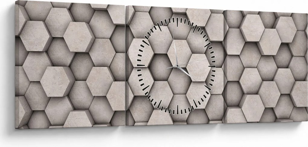 Kép - Hatszögek beton kivitelben (órával) (90x30 cm)