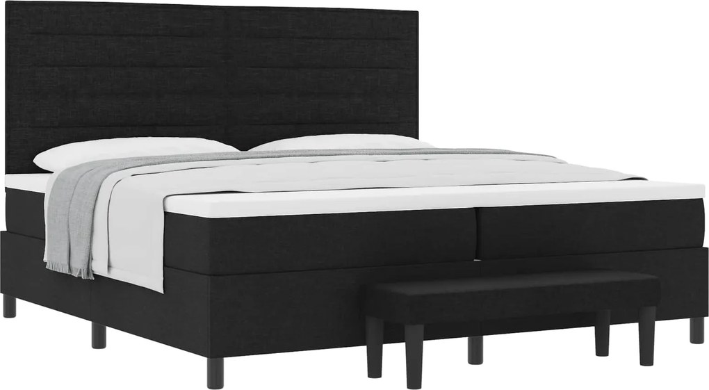 vidaXL Boxrugós ágy matracmal fejtámlával Fekete 200 x 200 cm szövet