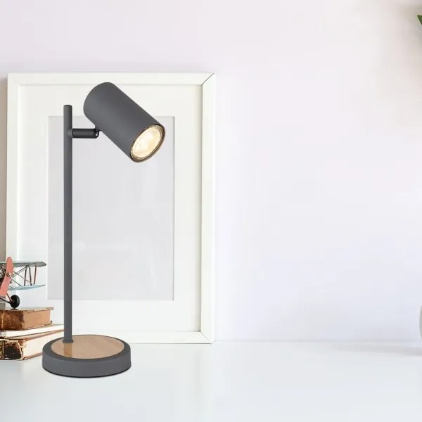 Globo 57910TG - ROBBY asztali lámpa 1xGU10/5W/230V szürke/barna