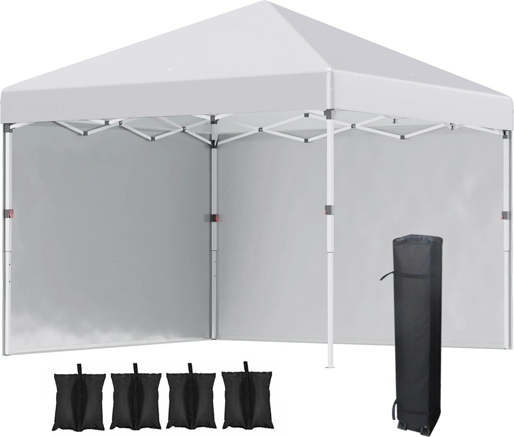 Outsunny Sátor, kb. 3x3m, vízlepergető Stabil Télálló Pop-up Összecsukható Sátor 2 Oldalfallal, UV 30+ Védelem, Összecsukható Fesztivál Sátor Kerti Sá