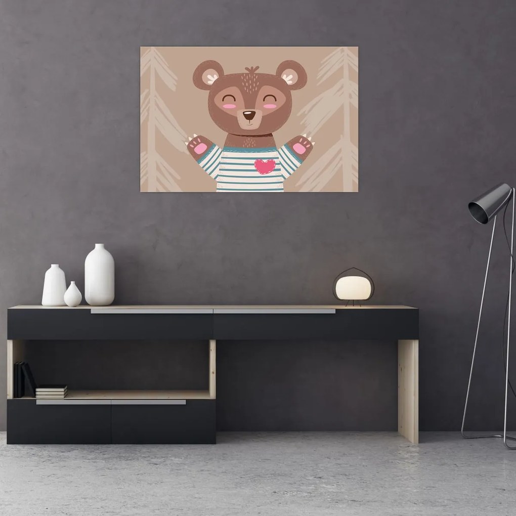 Kép - Mackó csíkos pólóban (90x60 cm)