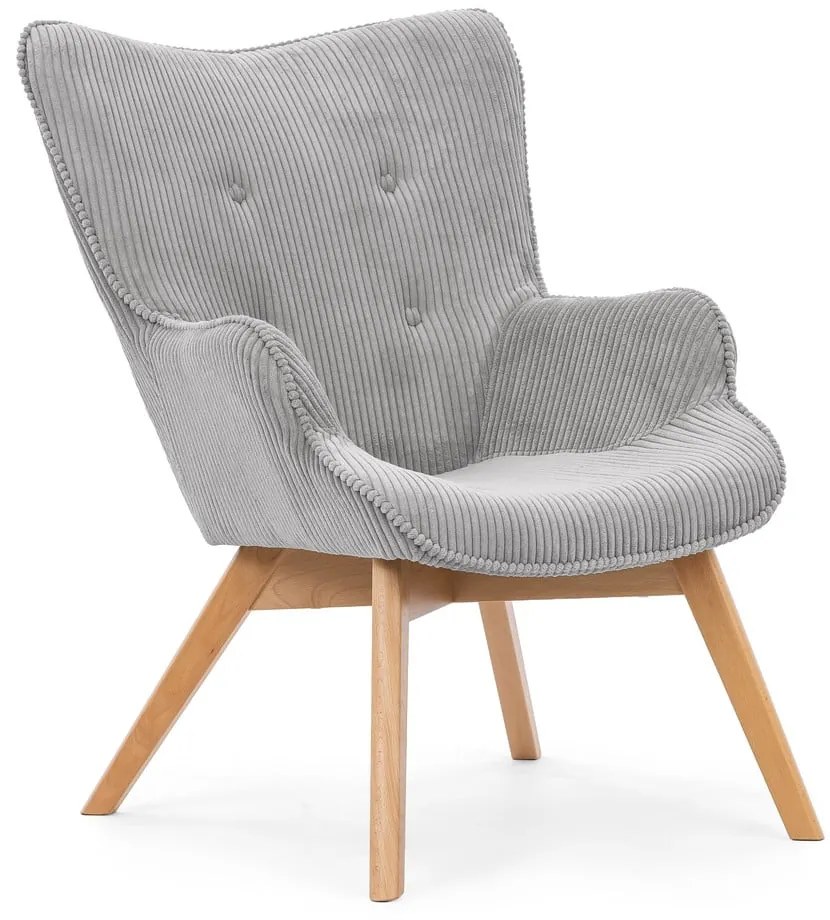 Szürke kordbársony fotel Niko – Ropez