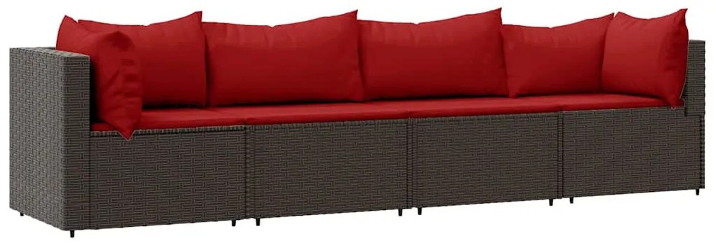 4 részes barna polyrattan kerti ülőgarnitúra párnákkal