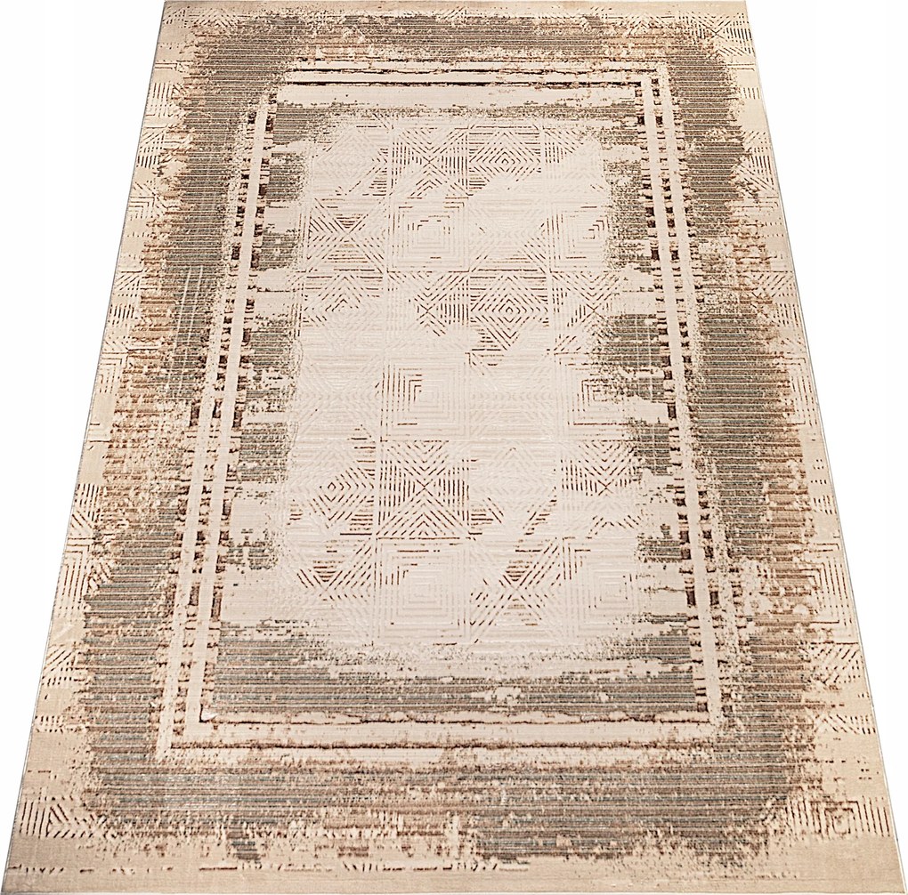 Nappali Szőnyeg Nagy Bézs Puha 160X220 Modern Stílusos Fényes Divatos