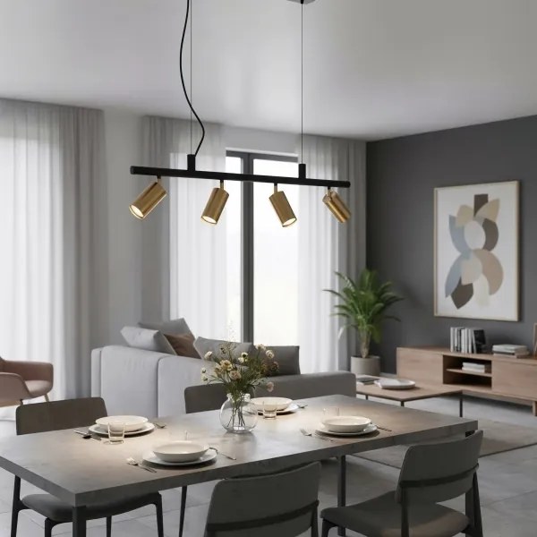 Ideal Lux - LED Csillár zsinóron DYNAMITE 4xGU10/7W/230V CRI 90 fekete/réz