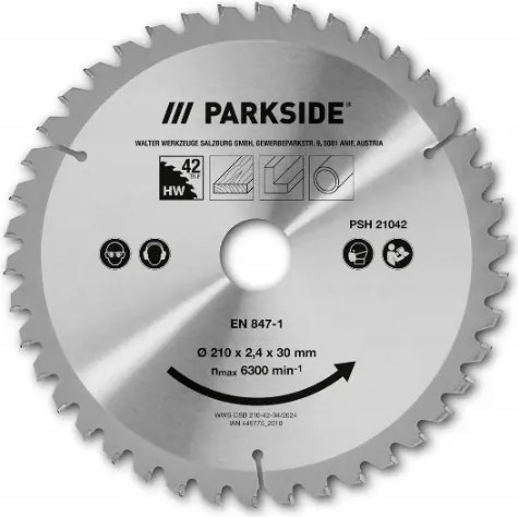Kézi körfűrésztárcsa Parkside Ø 210 mm 42 fog fa