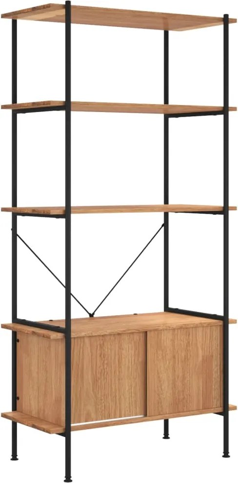 vidaXL 5 szintes acél és szerelt fa polc szekrénnyel 80x40x163 cm