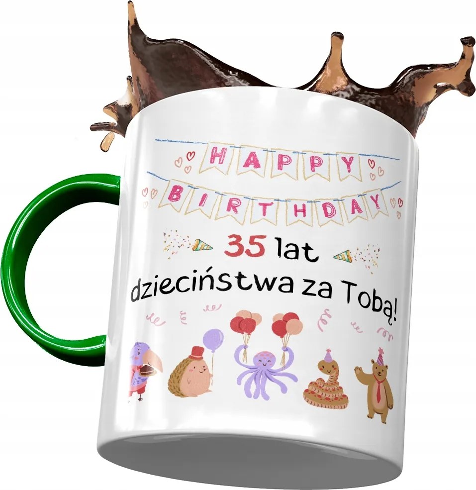 Zöld Bögre Születésnapra 35 35-es 35-ös Ajándék Nyomtatott Fotóval