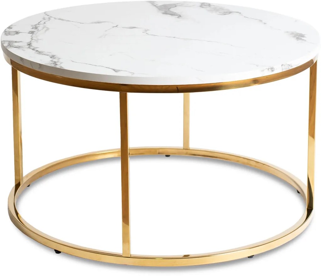 Dohányzóasztal Fehér Márvány/Arany Színben. CLIFF MAX