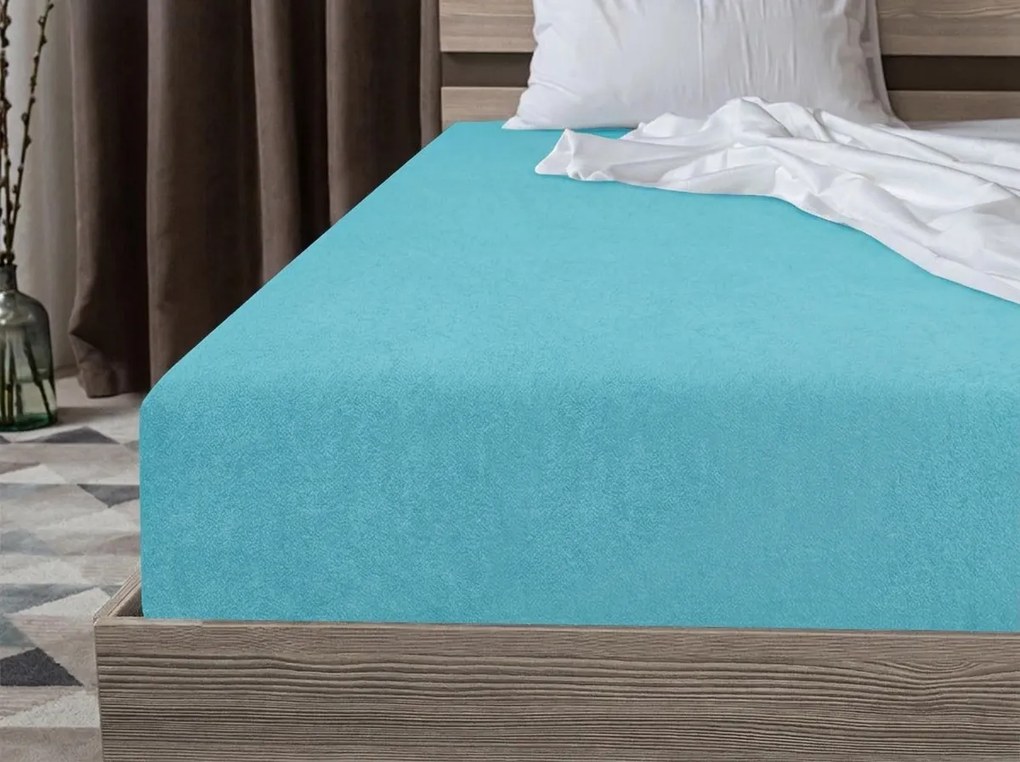 MOLTON fleece gumis lepedő türkiz 180 x 200 cm